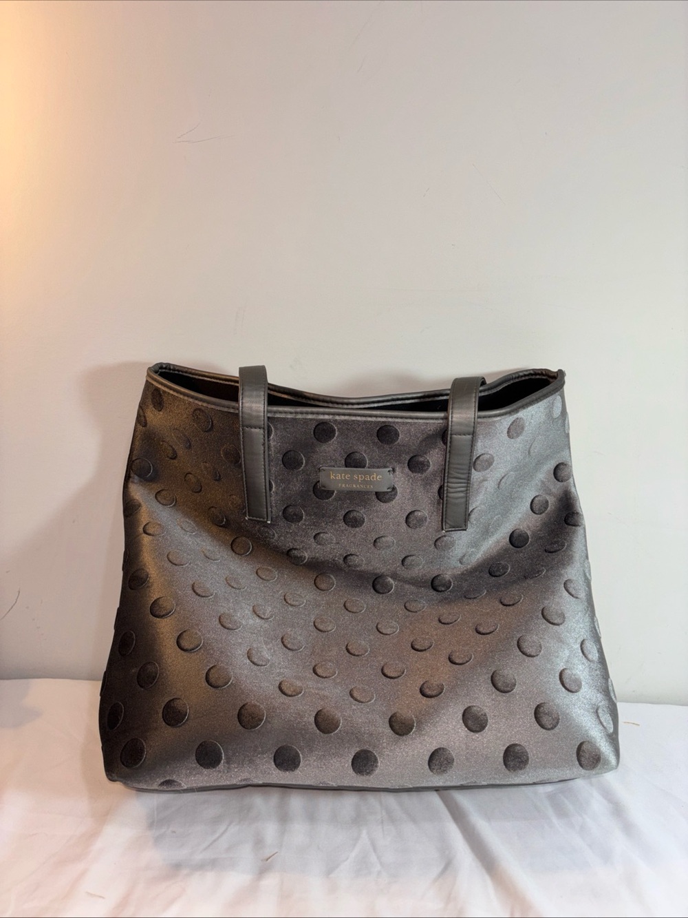 kate spade Metallic Gray Polka Dot Tote